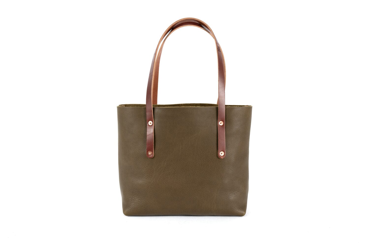 AVERY LEATHER TOTE BAG - SMALL - OLIVE