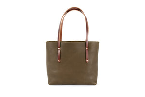 AVERY LEATHER TOTE BAG - LARGE - OLIVE
