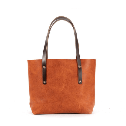 AVERY LEATHER TOTE BAG - MEDIUM - TANGERINE BISON