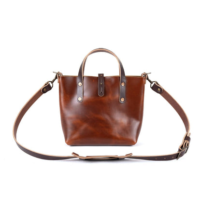 AVERY LEATHER TOTE BAG - MINI CROSSBODY - CHESTNUT