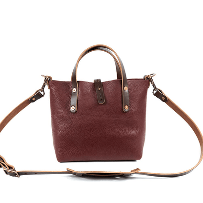 AVERY LEATHER TOTE BAG - MINI CROSSBODY - MERLOT