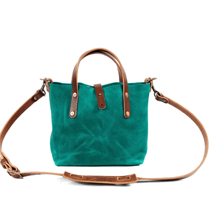 AVERY LEATHER TOTE BAG - MINI CROSSBODY - PINE GREEN BISON