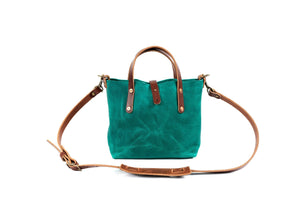AVERY LEATHER TOTE BAG - MINI CROSSBODY - PINE GREEN BISON