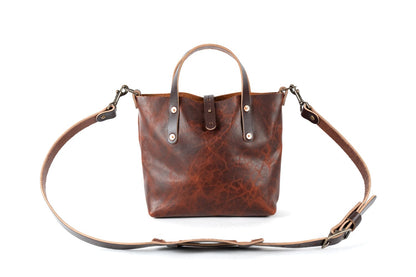 AVERY LEATHER TOTE BAG - MINI CROSSBODY - WHISKY BISON