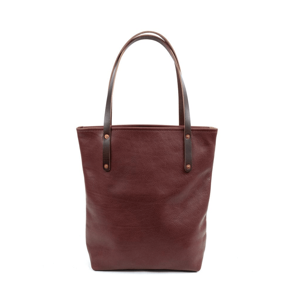 AVERY LEATHER TOTE BAG - SLIM LARGE - MERLOT
