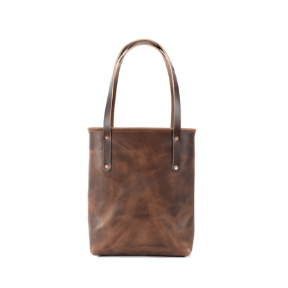 AVERY LEATHER TOTE BAG - SLIM MEDIUM - RUSTIC PECAN