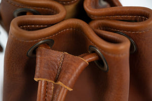 Leather Bucket Bag - Small - Tangerine Bison (READY TO SHIP)