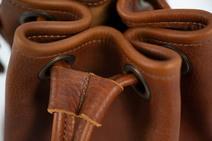 LEATHER BUCKET BAG - SMALL - GOLDEN SUN