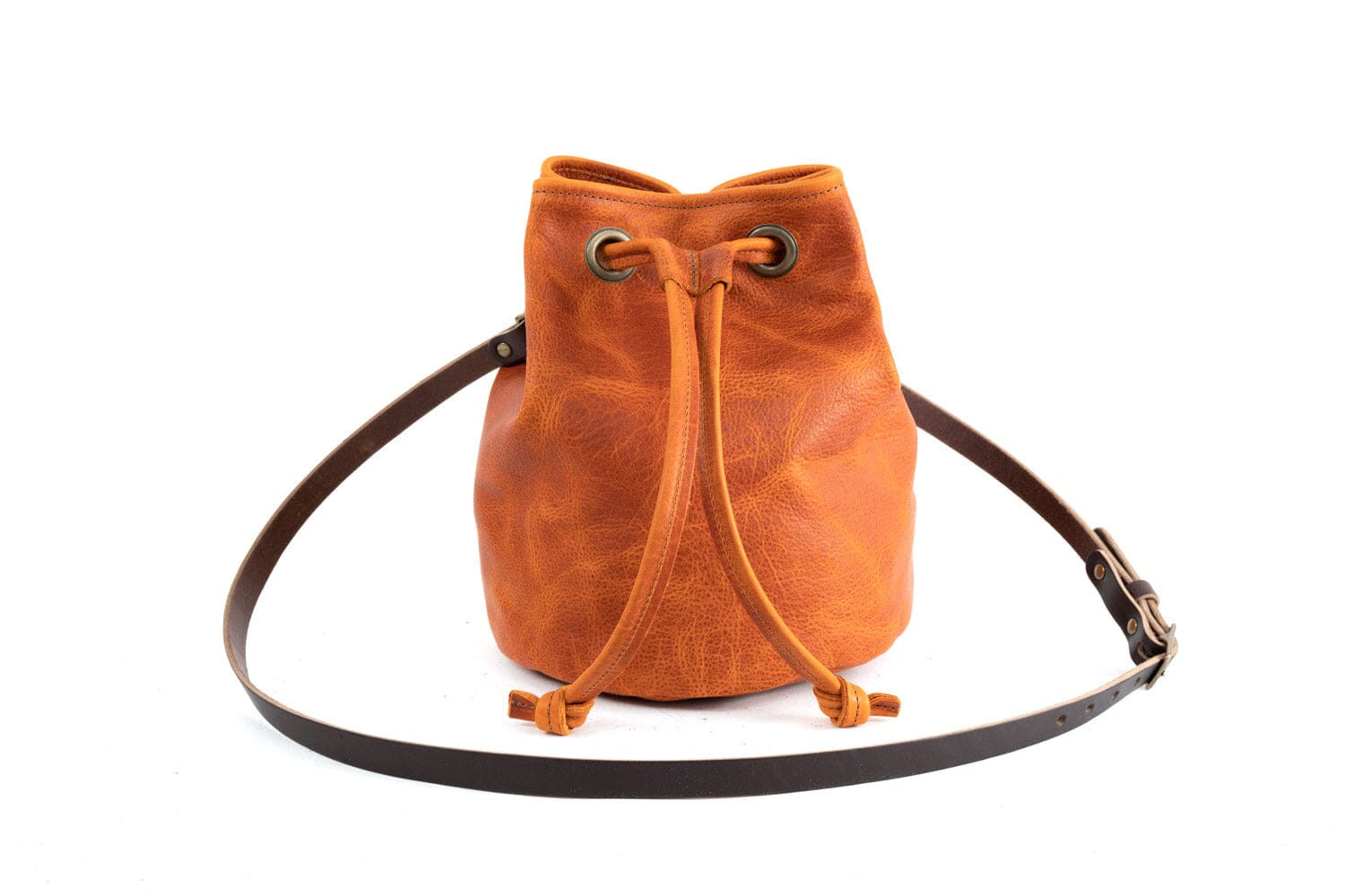 Leather Bucket Bag - Large - Tangerine Bison