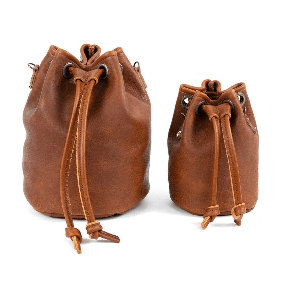 LEATHER BUCKET BAG - LARGE - TOBACCO