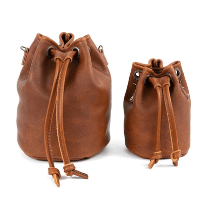 LEATHER BUCKET BAG - LARGE - TOBACCO