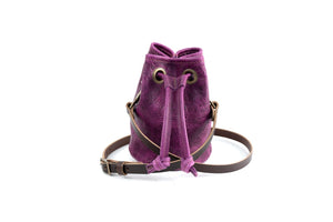 Leather Bucket Bag - Small - Grape Bison (RTS)