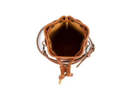 LEATHER BUCKET BAG - SMALL - CHERRY BISON