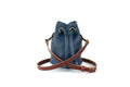 LEATHER BUCKET BAG - SMALL - SMOKEY BLUE | SADDLE STRAPS