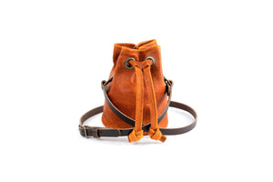 Leather Bucket Bag - Small - Tangerine Bison (RTS)