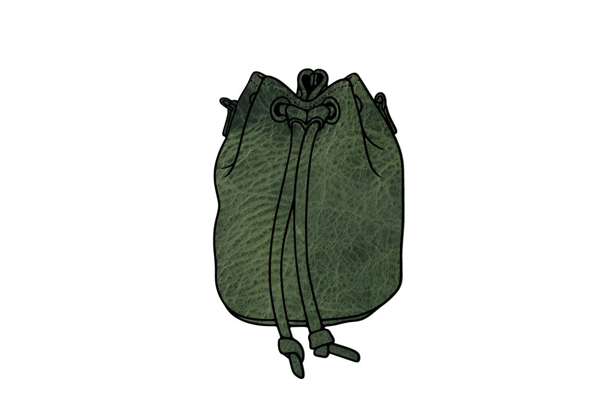 LEATHER BUCKET BAG - LARGE - JADE BISON