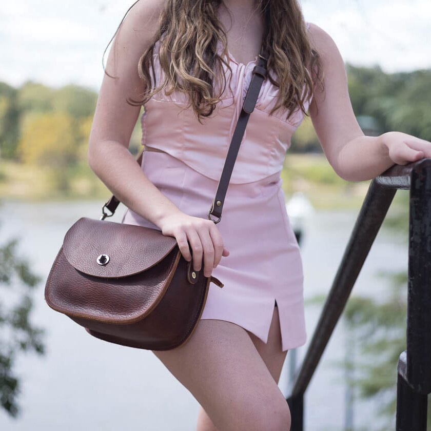 VIVIAN SATCHEL LEATHER CROSSBODY - GARNET RED