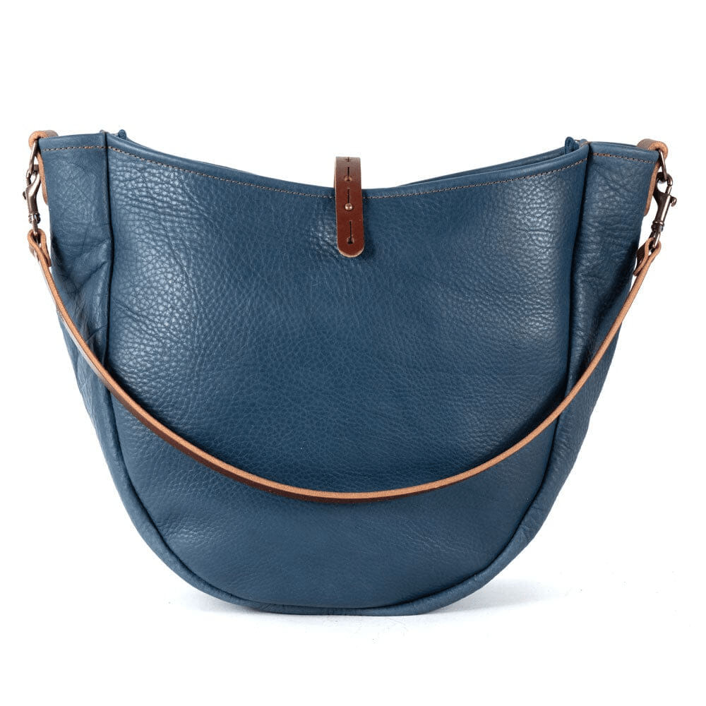 CELESTE LEATHER HOBO BAG - LARGE - SMOKEY BLUE