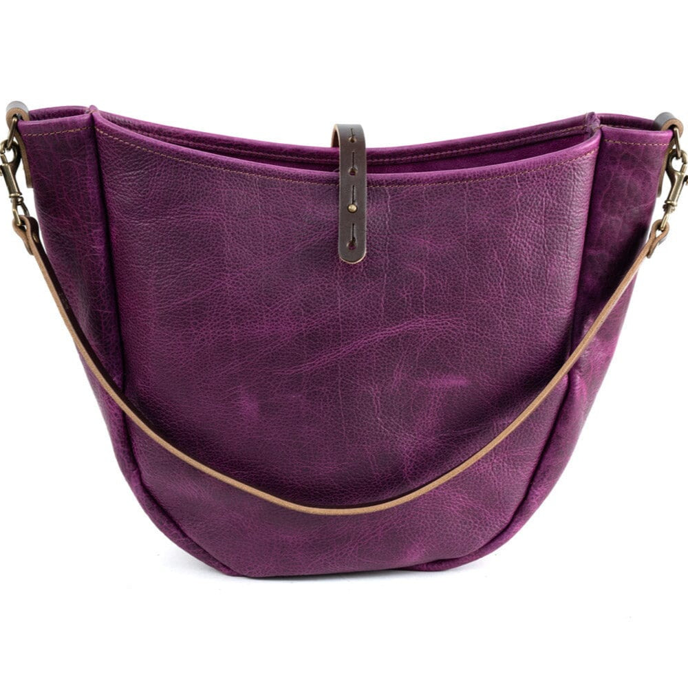CELESTE LEATHER HOBO BAG - LARGE - GRAPE BISON