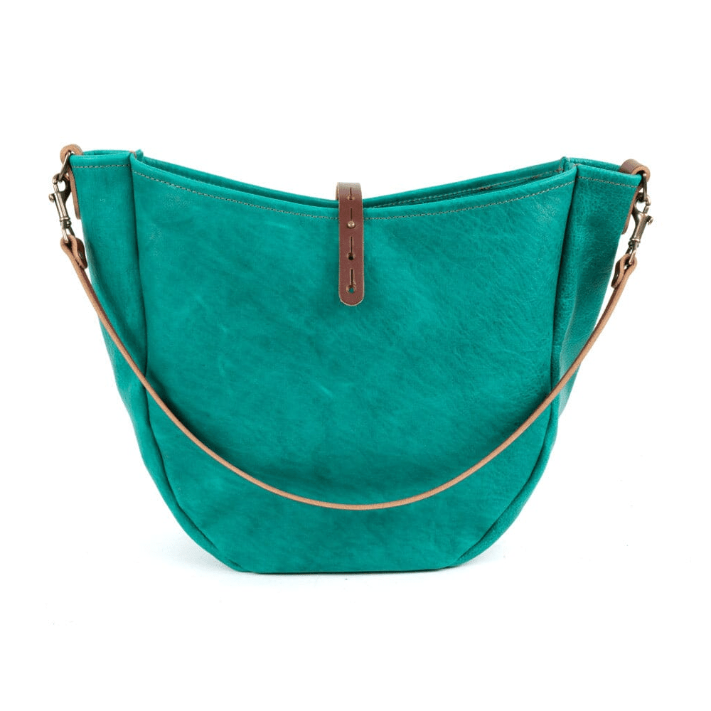 CELESTE LEATHER HOBO BAG - LARGE - PINE GREEN BISON