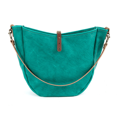 CELESTE LEATHER HOBO BAG - LARGE - PINE GREEN BISON