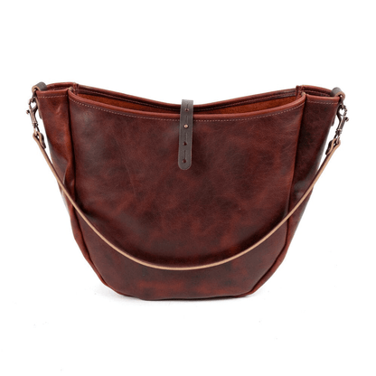CELESTE LEATHER HOBO BAG - LARGE - REDWOOD BISON