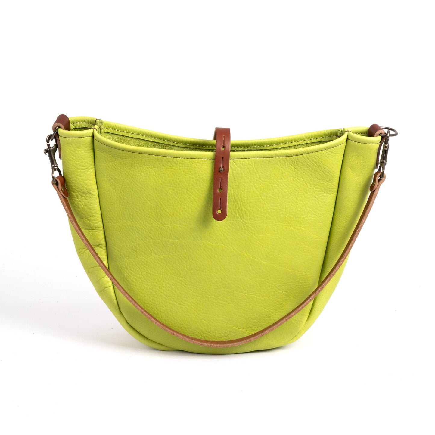 CELESTE LEATHER HOBO BAG - MEDIUM - LIME GREEN