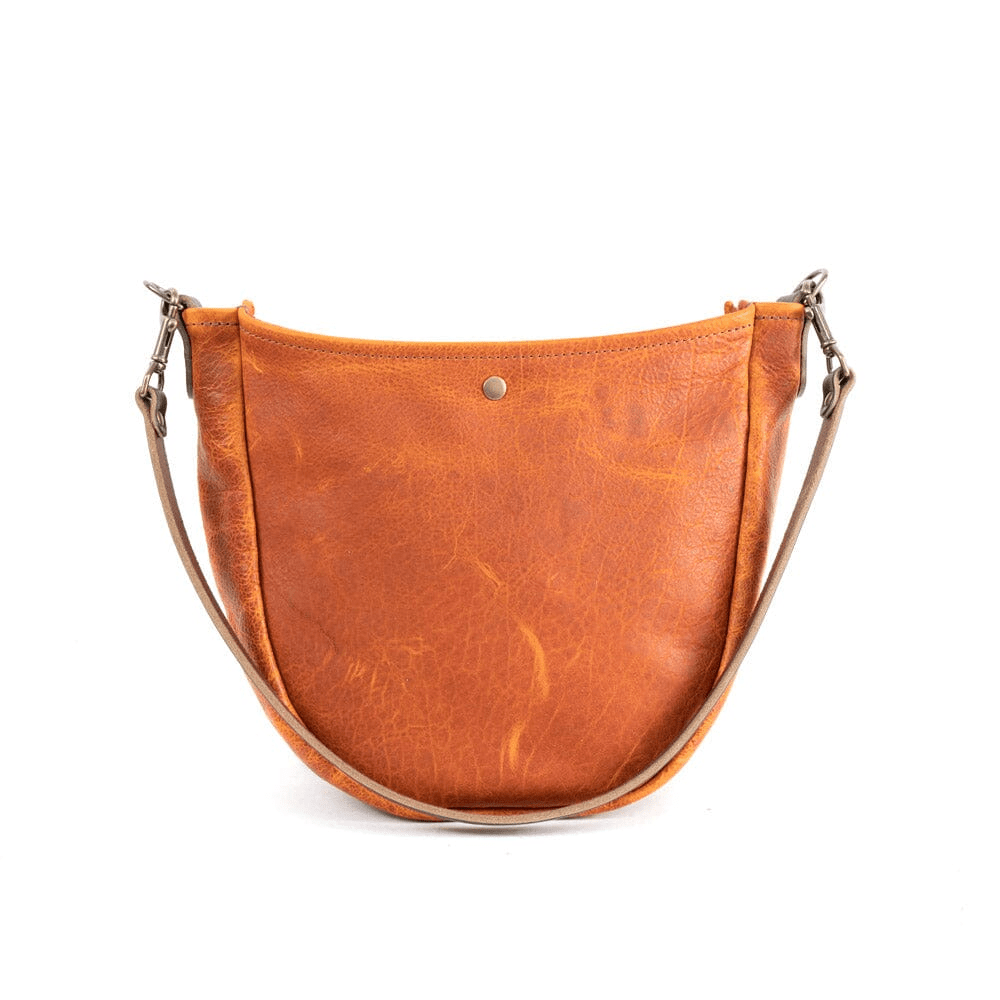 CELESTE LEATHER HOBO BAG - TANGERINE BISON