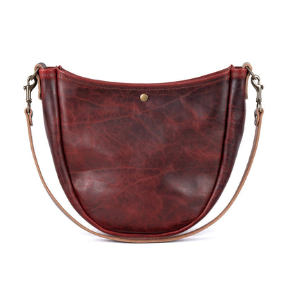 CELESTE LEATHER HOBO BAG - WINE BISON