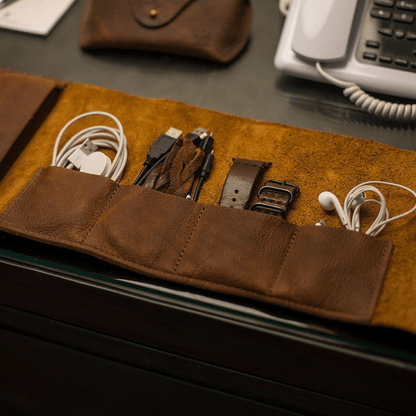 LEATHER CHARGING CABLE ROLL - IN STOCK