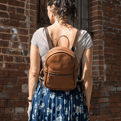 CLASSIC ZIPPERED SMALL LEATHER BACKPACK PURSE