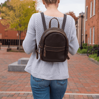 CLASSIC ZIPPERED SMALL LEATHER BACKPACK PURSE