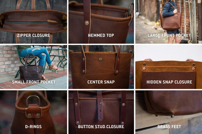 AVERY LEATHER TOTE BAG - LARGE - CRIMSON