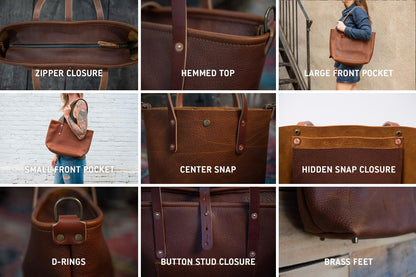 AVERY LEATHER TOTE BAG - MEDIUM - CHARCOAL BISON