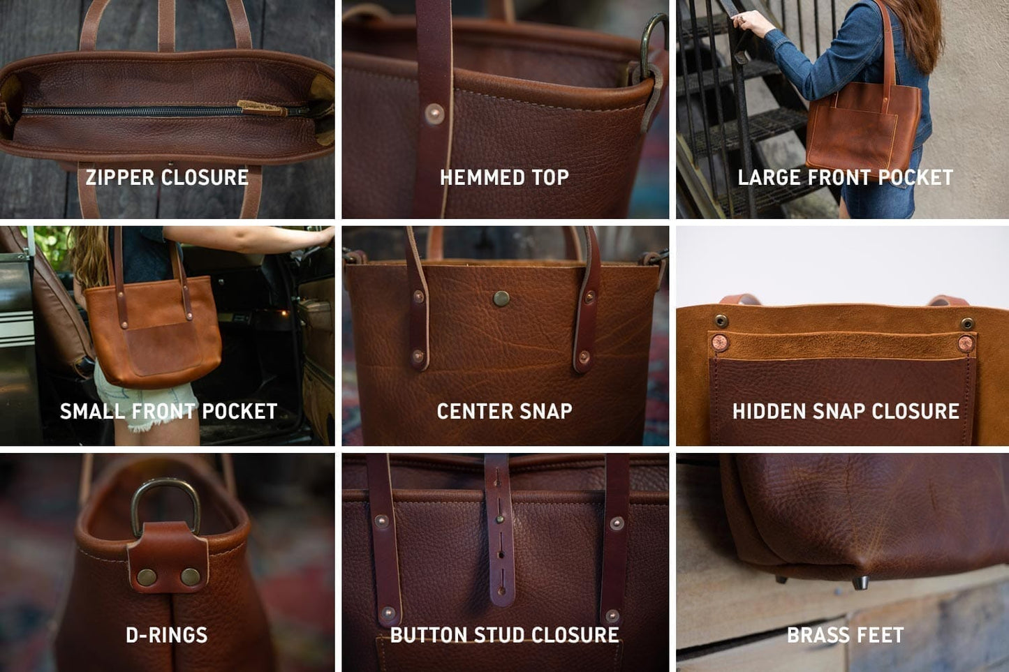 AVERY LEATHER TOTE BAG - SMALL - SMOKEY BLUE