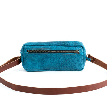 LEATHER FANNY PACK / LEATHER WAIST BAG - COBALT BISON
