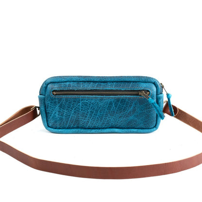 LEATHER FANNY PACK / LEATHER WAIST BAG - DELUXE - COBALT BISON