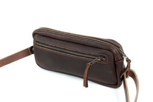 LEATHER FANNY PACK / LEATHER WAIST BAG - DELUXE - CHERRY BISON