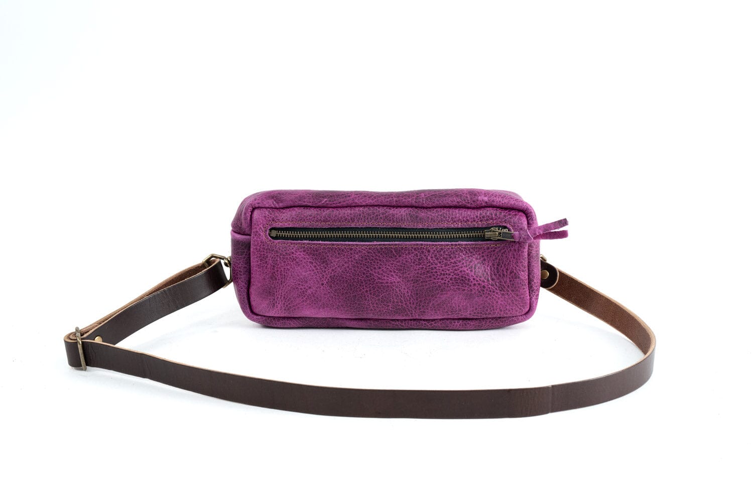 LEATHER FANNY PACK / LEATHER WAIST BAG - GRAPE BISON