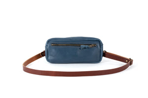 LEATHER FANNY PACK / LEATHER WAIST BAG - SMOKEY BLUE