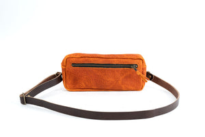 LEATHER FANNY PACK / LEATHER WAIST BAG - TANGERINE BISON