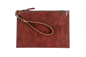 FELICITY ZIPPERED CLUTCH WITH WRISTLET LARGE - REDWOOD BISON (RTS)