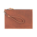 FELICITY ZIPPERED CLUTCH WITH WRISTLET LARGE - SADDLE