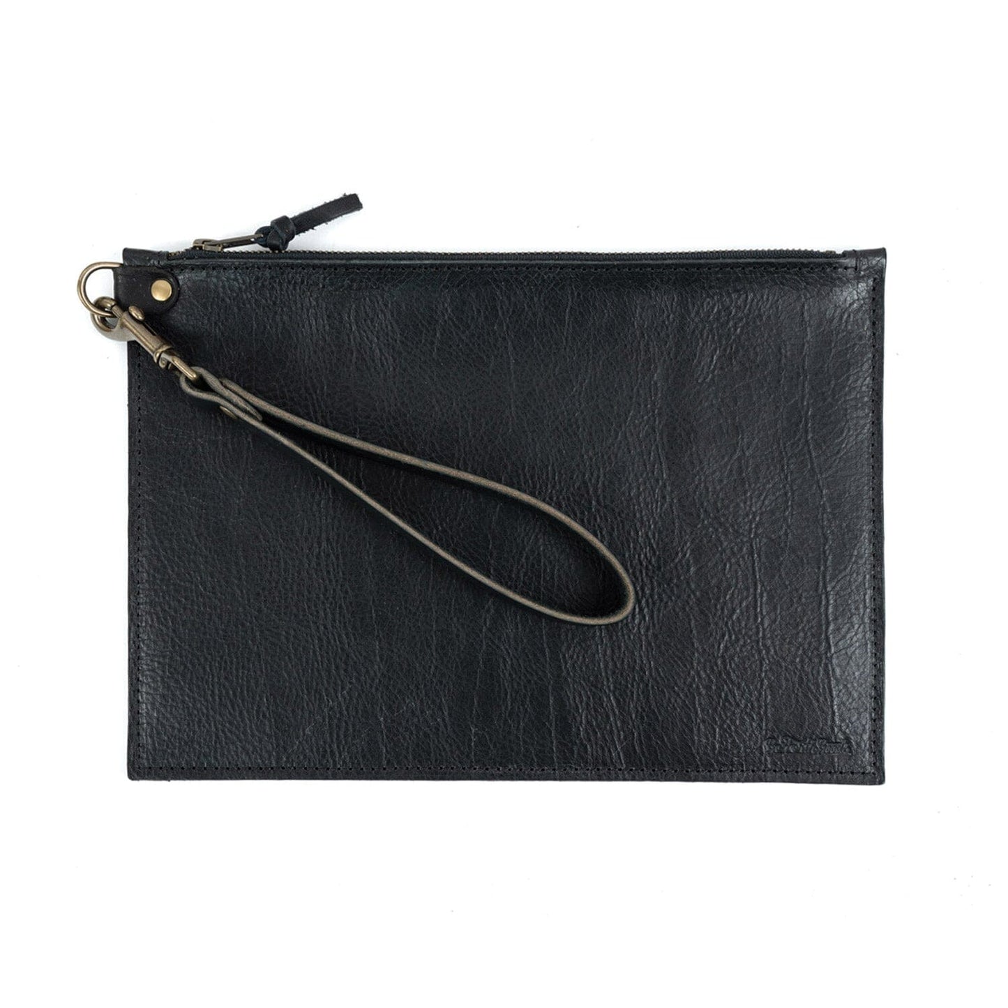 FELICITY ZIPPERED CLUTCH WITH WRISTLET LARGE - BLACK BISON