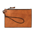 FELICITY ZIPPERED CLUTCH WITH WRISTLET LARGE - HONEY