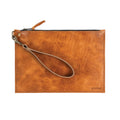 FELICITY ZIPPERED CLUTCH WITH WRISTLET LARGE - PEANUT BISON