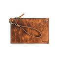 FELICITY ZIPPERED CLUTCH WITH WRISTLET - SMALL - PEANUT BISON