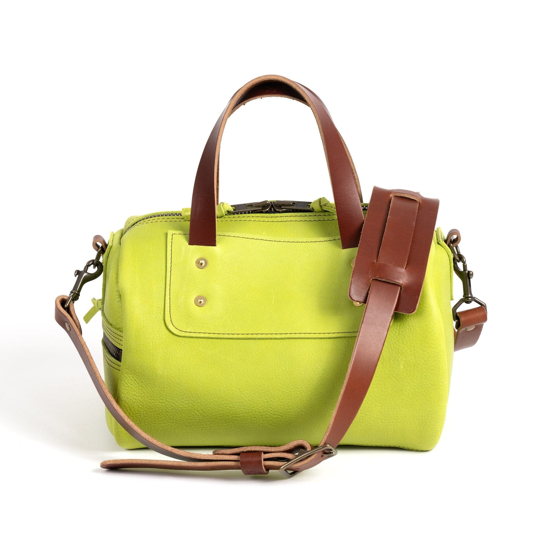 Go Forth Goods Florence Leather Crossbody Bag Lime Green