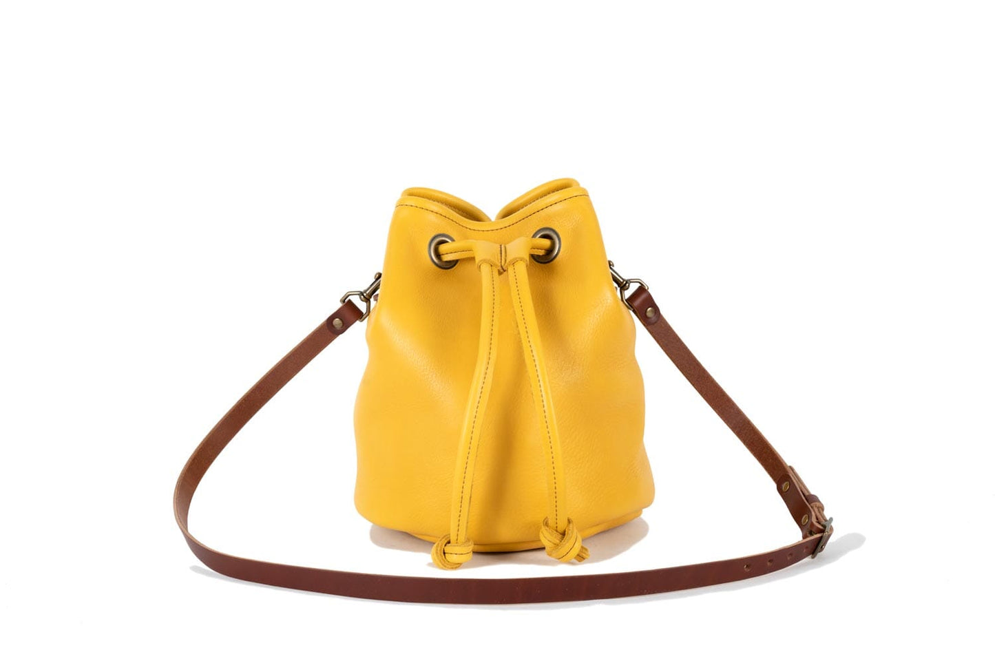 LEATHER BUCKET BAG - LARGE - GOLDEN SUN