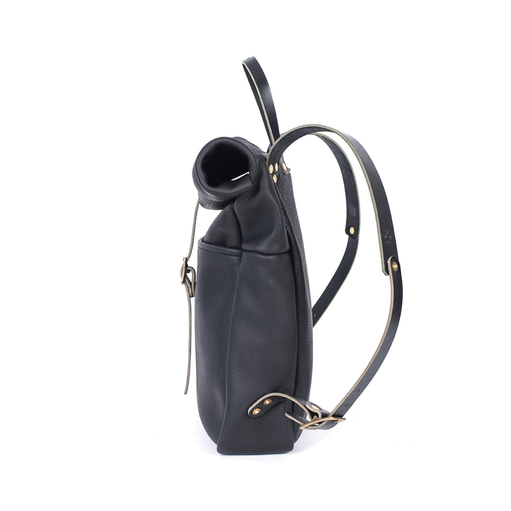 black leather roll top backpack GRANT LEATHER ROLL TOP RUCKSACK BACKPACK – Go Forth Goods ®